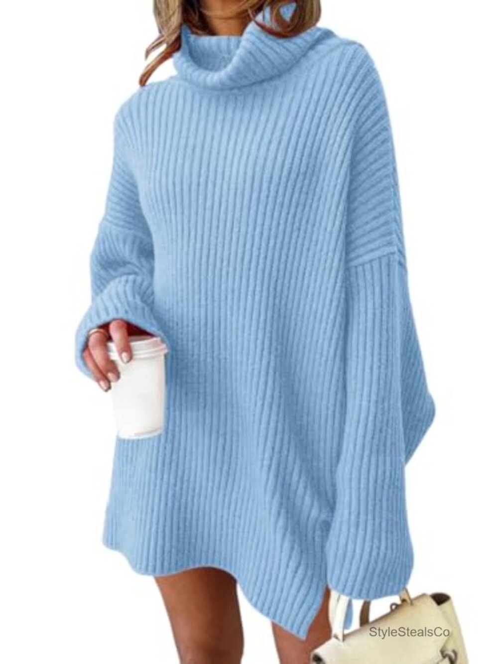 Oversized Turtleneck Sweater Dress Plus Size Knit Tunic
